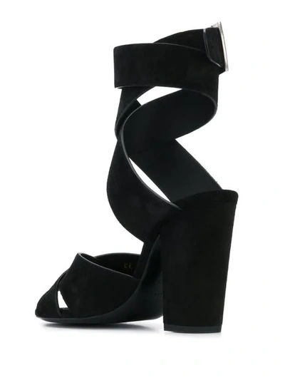 Shop Saint Laurent Crossover Strap Sandals In Black