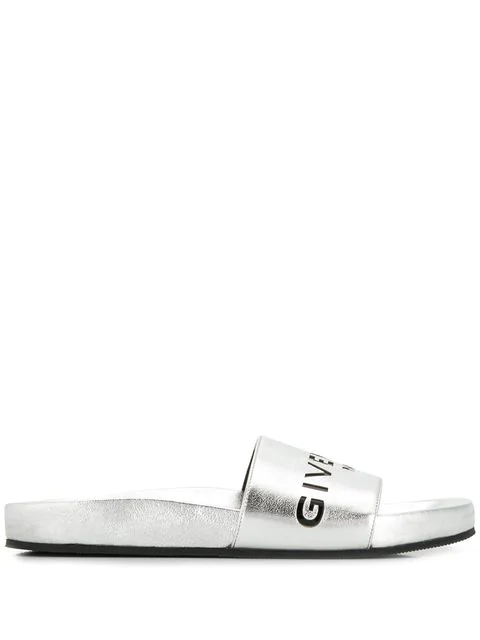 silver metallic slides