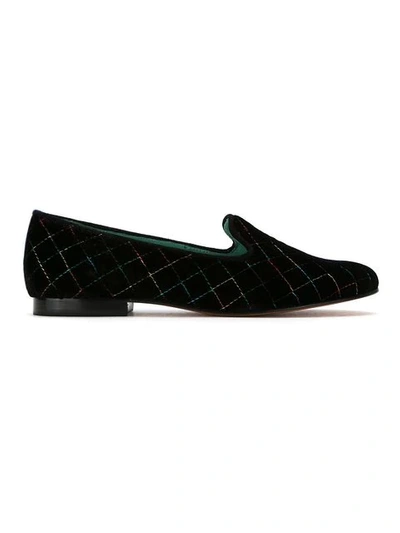 Shop Blue Bird Shoes Quilted Velvet Colors Loafers In Black