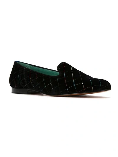 Shop Blue Bird Shoes Quilted Velvet Colors Loafers In Black