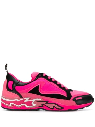 Shop Sandro Flame Sneakers  In Rose Fluo/noir