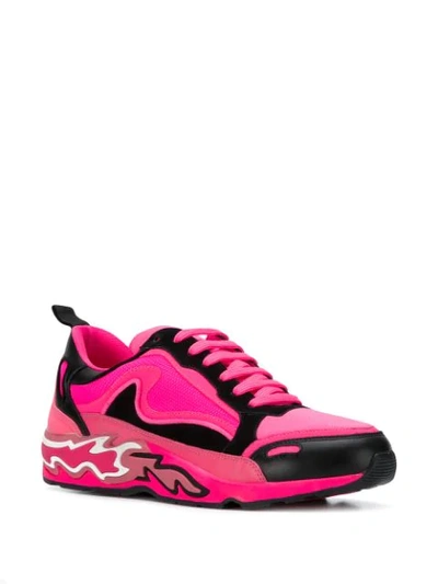 Shop Sandro Flame Sneakers  In Rose Fluo/noir