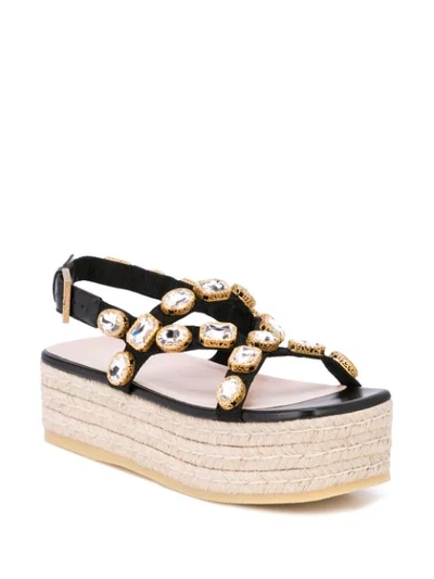 Shop Gucci Crystal Embellished Platform Sandals In Black