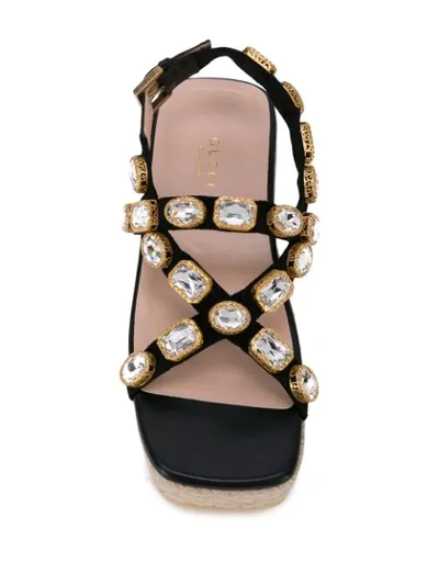 Shop Gucci Crystal Embellished Platform Sandals In Black