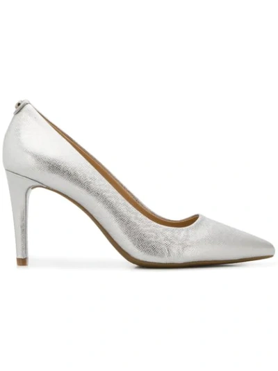 Shop Michael Kors Pointed Toe Pumps In Silver