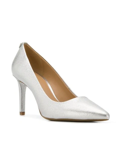Shop Michael Kors Pointed Toe Pumps In Silver