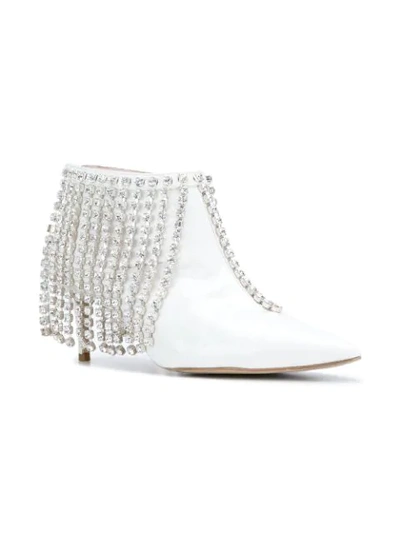 Shop Christopher Kane Crystal Fringe Booties In White