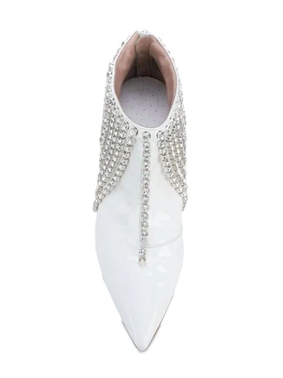 Shop Christopher Kane Crystal Fringe Booties In White