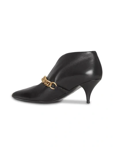 Shop Burberry Link Detail Leather Ankle Boots In Black