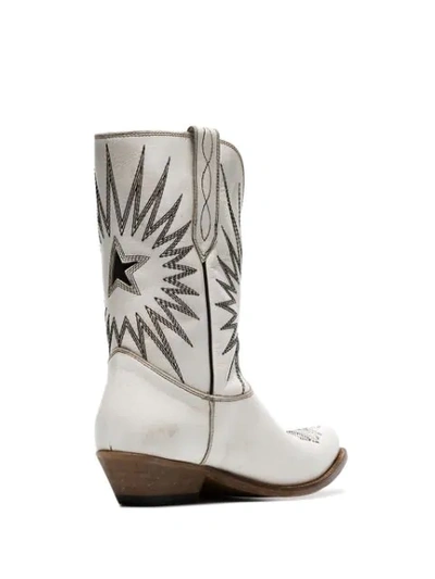 Shop Golden Goose White Wish Star Leather Cowboy Boots