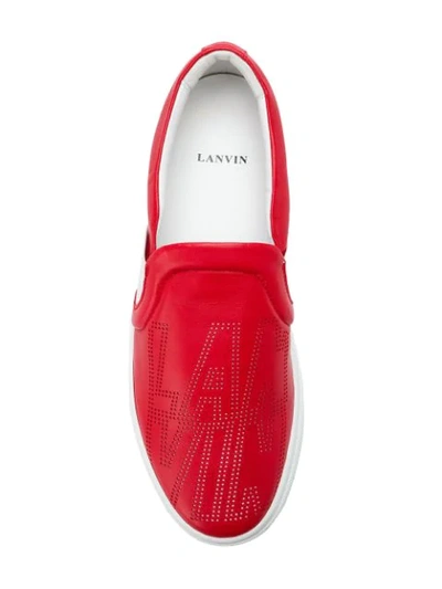 Shop Lanvin Embossed Slip In Red