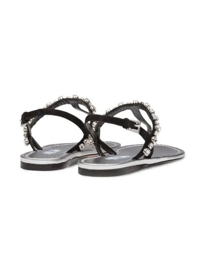 Shop Prada Embellished Slingback Sandals In Metallic