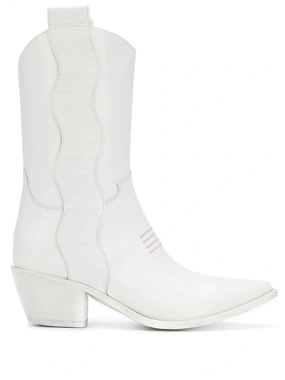 Shop Francesca Bellavita Pointed Texan Boots In White