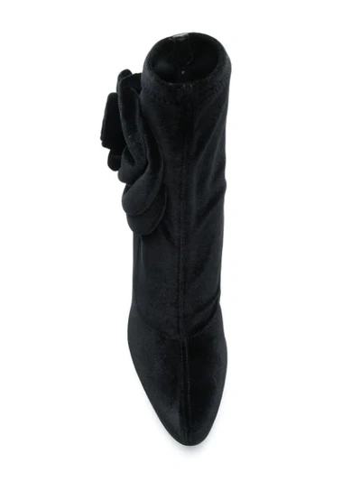Shop Giuseppe Zanotti Rose Detail Stiletto Booties In 002-black