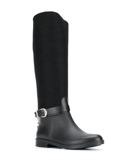 Shop Trussardi Jeans Side Buckle Boots In K299 Black