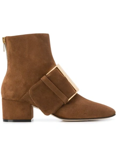 Shop Sergio Rossi Buckled Ankle Boots - Brown