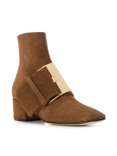 Shop Sergio Rossi Buckled Ankle Boots - Brown