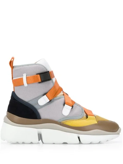 Shop Chloé Sonnie Hi-top Sneakers In Grey