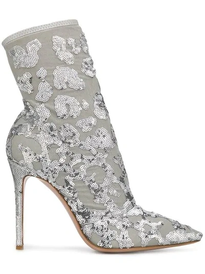 Shop Gianvito Rossi Sequins Embellished Boots In Argent