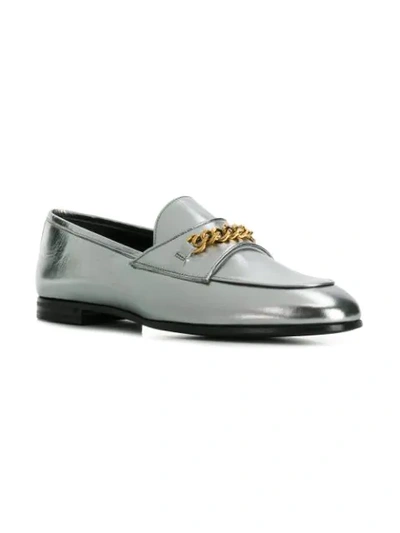 Shop Tom Ford Laminated Chain Loafers In Silver