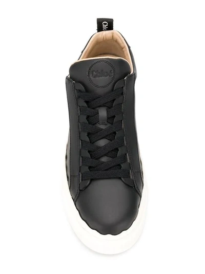 Shop Chloé Flat Lace-up Sneakers In Black