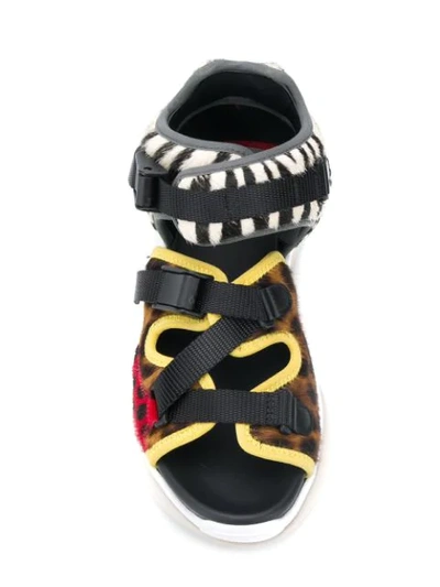 Shop Chloé Animal Print Panels Chunky Sandals In Brown