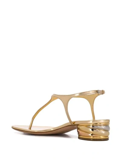 Shop Casadei Patent Open Toe Sandals In Gold