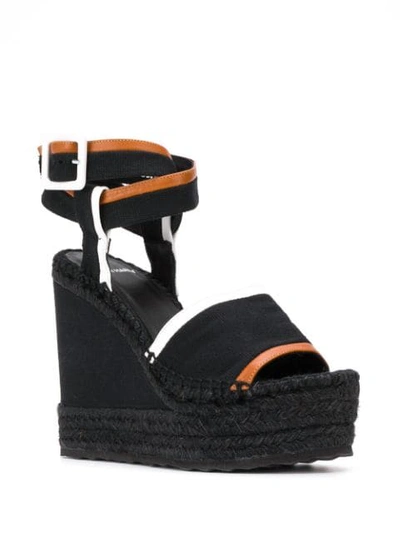 Shop Pierre Hardy Leather Trim Wedge Sandals In Black