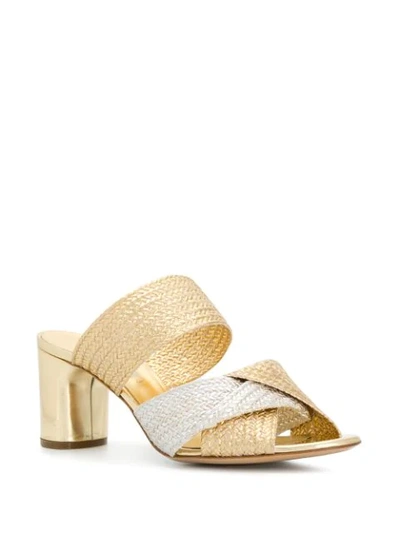 Shop Casadei Twist Front Block Heel Sandals In Gold