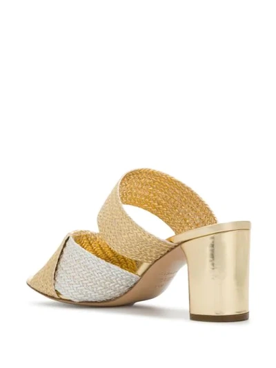 Shop Casadei Twist Front Block Heel Sandals In Gold
