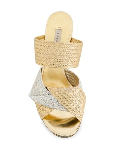 CASADEI TWIST FRONT BLOCK HEEL SANDALS - 金色