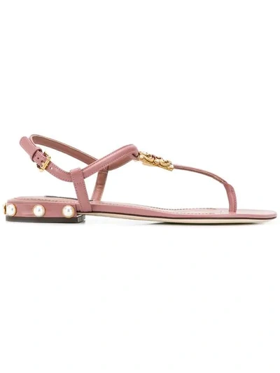 Shop Dolce & Gabbana Dg Amore Thong Sandals In Pink