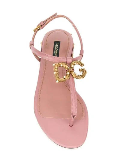 Shop Dolce & Gabbana Dg Amore Thong Sandals In Pink