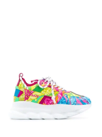 Versace Chain Reaction Floral Print Sneakers In White, ModeSens