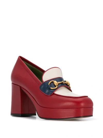 Shop Gucci Horsebit Platform Loafers In Red