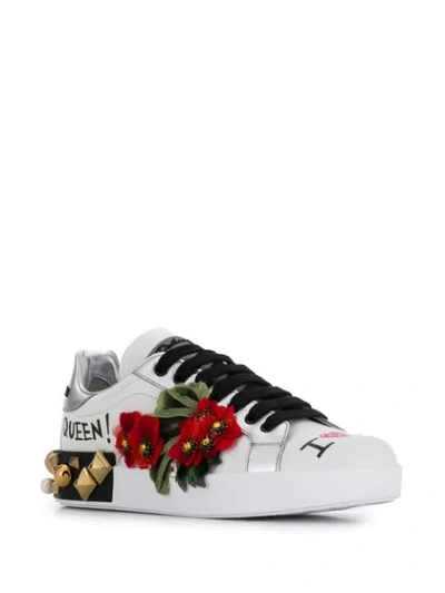 Shop Dolce & Gabbana Portofino Geranium Patch Sneakers In White