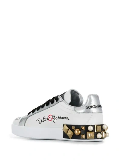 Shop Dolce & Gabbana Portofino Geranium Patch Sneakers In White