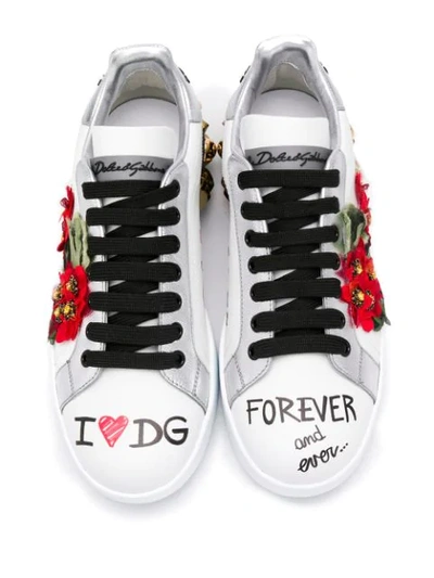 Shop Dolce & Gabbana Portofino Geranium Patch Sneakers In White