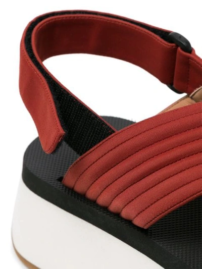 Shop Marni Brick Red Crossover Chunky Leather Sandals