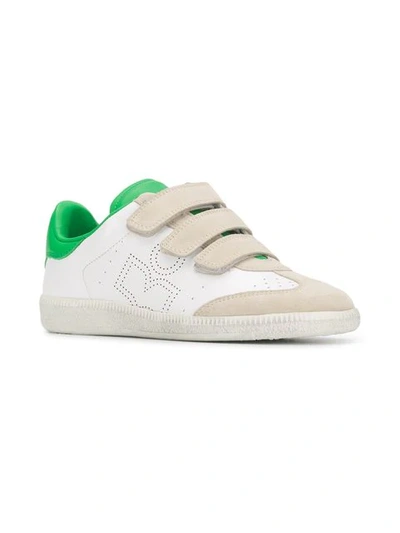 Shop Isabel Marant Velcro Low Top Trainers In Green/white