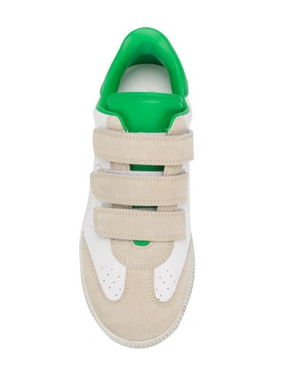 Shop Isabel Marant Velcro Low Top Trainers In Green/white