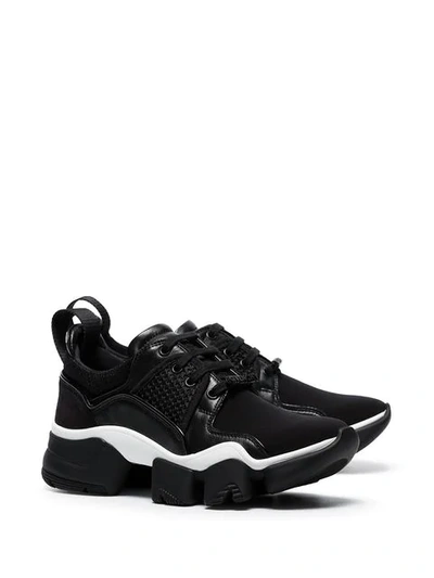 GIVENCHY BLACK JAW CHUNKY LEATHER LOW-TOP SNEAKERS - 黑色