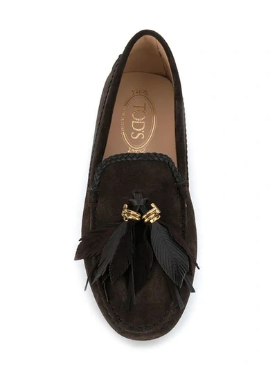 Shop Tod's Moccasin Loafers In Brown