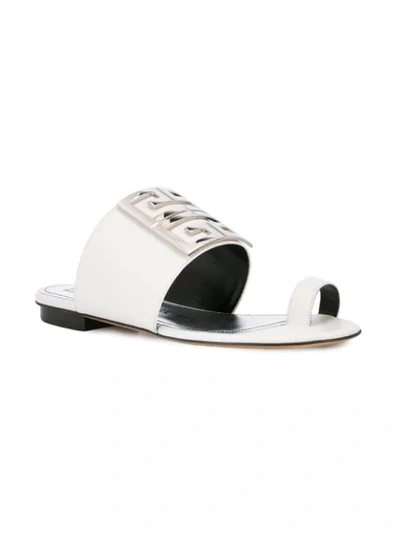 Shop Givenchy 4g Logo Slide Sandals In White