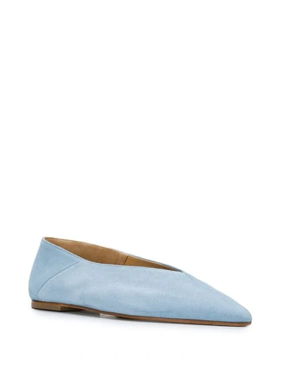 Shop Aeyde Pointed Toe Ballerinas In Cornflour Blue