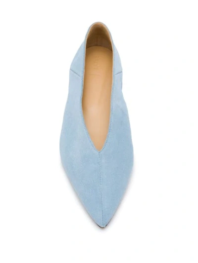 Shop Aeyde Pointed Toe Ballerinas In Cornflour Blue