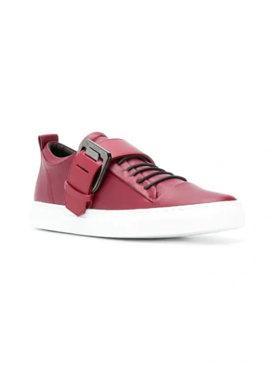 Shop Lanvin Buckled Low Top Sneakers In Red