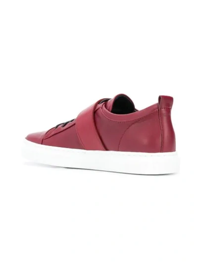 Shop Lanvin Buckled Low Top Sneakers In Red