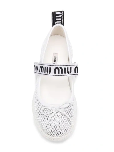 Shop Miu Miu Sporty Ballerina Shoes In F0a0n Silver/white