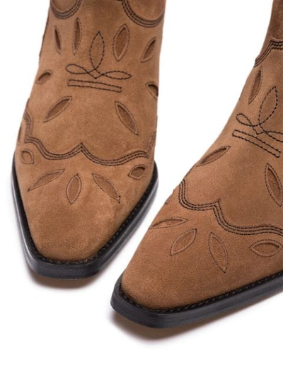 Shop Ganni Brown Low Texas 40 Suede Ankle Boots